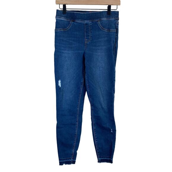 Spanx Distressed Ankle Skinny Jeans Medium Wash Pull On Size Medium - Picture 2 of 16